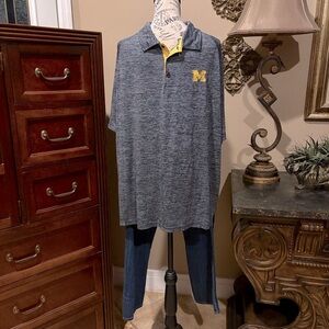 Colosseum MICHIGAN “GO BLUE” Charcoal and Yellow Polo Shirt Sz XL